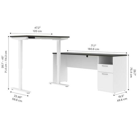 Bureau assis-debout électrique en L 72L