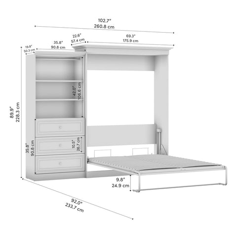 Queen Murphy Bed and Closet Organizer with Drawers (103W)