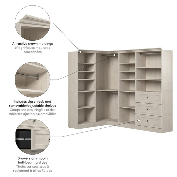 Traditional Closet System with Shelves, Drawers, Clothing Rods & Cubbies, 97W x 36D