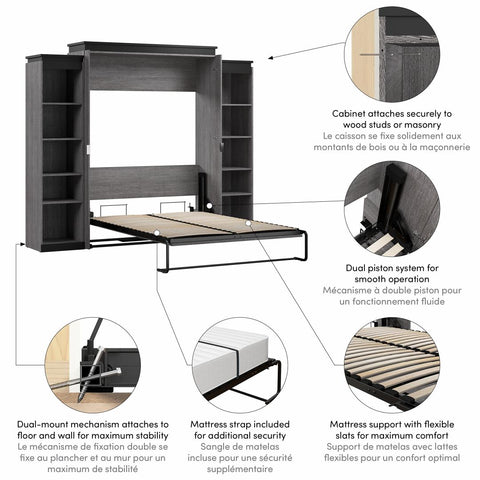 Queen Murphy Bed with Shelves (106W)