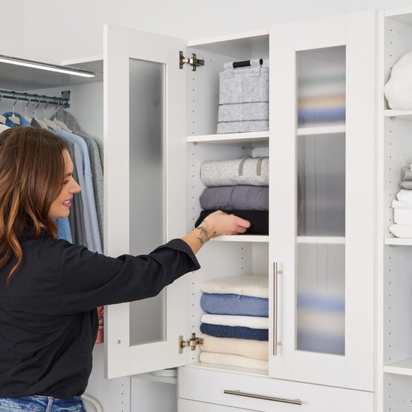 Ensemble de 2 portes en verre dépoli pour organisateurs de garde-robe modulaires 25 po Florence