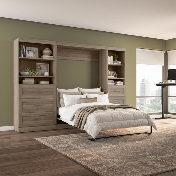 Full Murphy Bed and 2 Shelving Units with Drawers (120W)