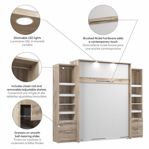 Grand lit escamotable et 2 organisateurs de garde-robe avec tiroirs (105L)
