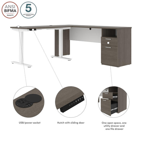 Bureau assis-debout électrique en L 72L