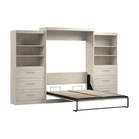 Queen Murphy Bed and 2 Shelving Units with Drawers (136W)