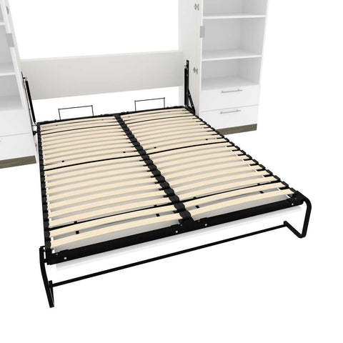 Queen Murphy Bed and 2 Shelving Units with Drawers (125W)
