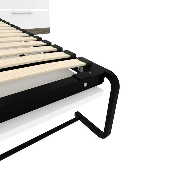 Queen Murphy Bed and 2 Shelving Units with Drawers (125W)