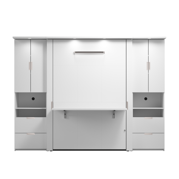 Lit escamotable double avec bureau et 2 armoires (107L)