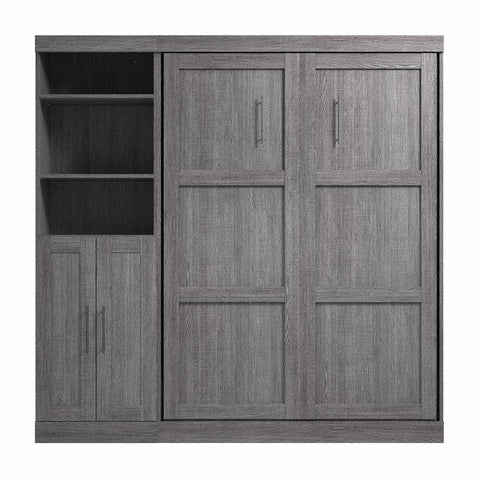 Lit escamotable double et organisateur de garde-robe avec portes (84L)