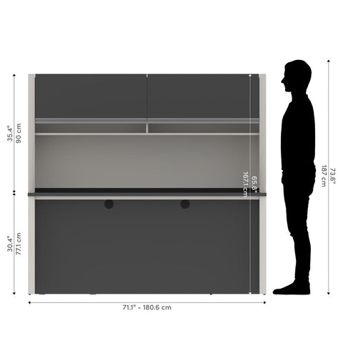 Bureau de direction en U 72L avec caisson et huche