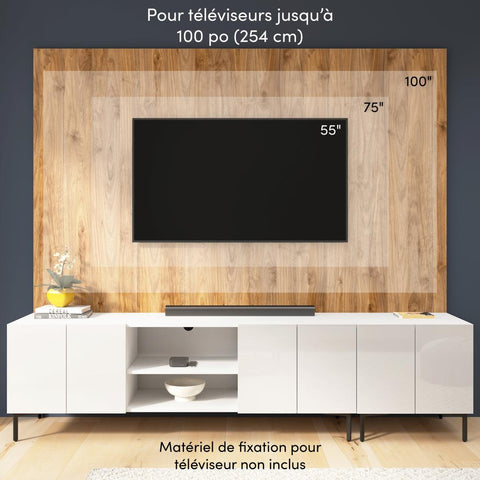 141W Modular Entertainment Center with TV Stand, Storage Cabinet, Tall Storage Cabinets, and Large Wall Panel