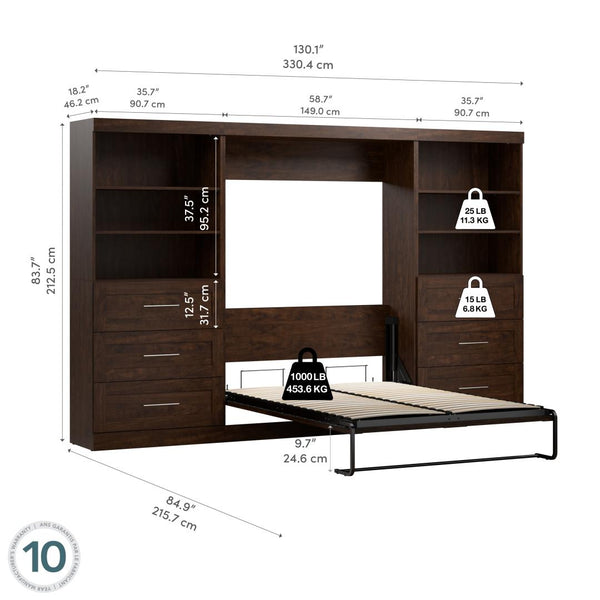 Full Murphy Bed and 2 Shelving Units with Drawers (131W)