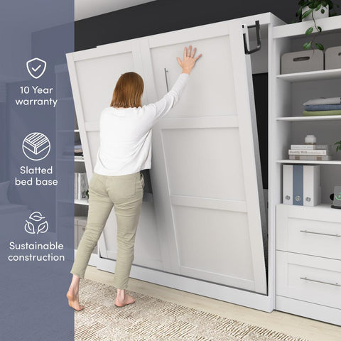 115W Queen Size Murphy Bed with Pull-Out Desk and Storage