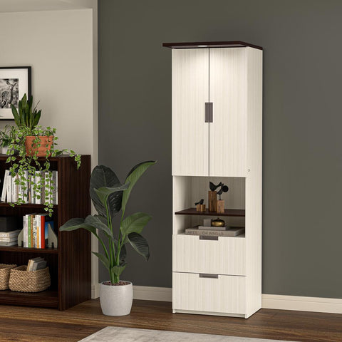24W Tall Storage Cabinet with Doors and Drawers