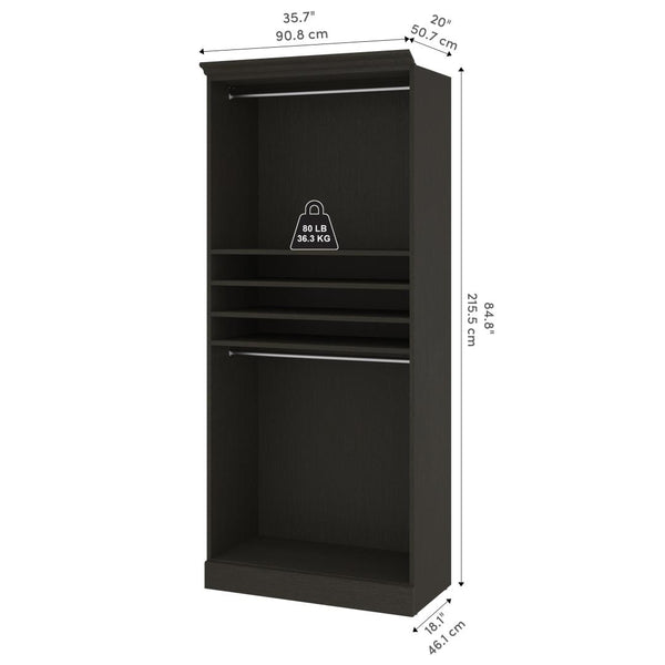 Traditional Closet System with Shelves, Drawers & Clothing Rods, 36W x 20D