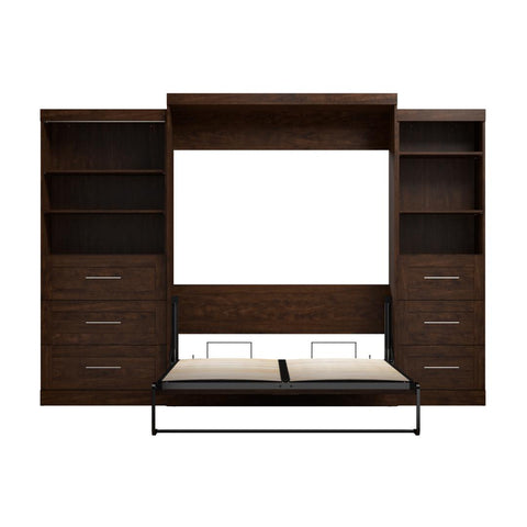 Queen Murphy Bed and 2 Shelving Units with Drawers (126W)