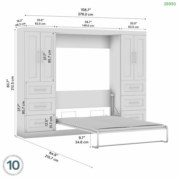 Lit escamotable double avec armoires-penderies (109L)