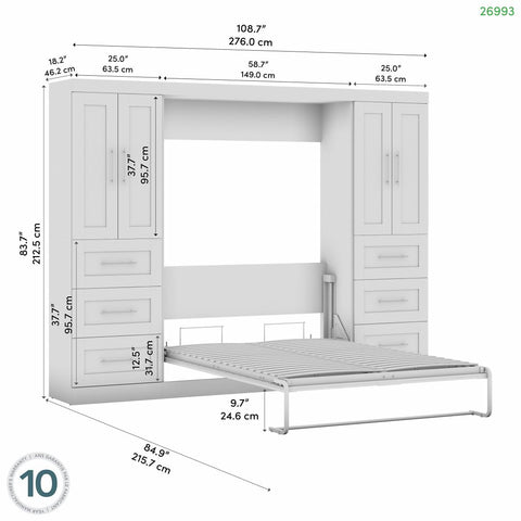 Lit escamotable double avec armoires-penderies (109L)