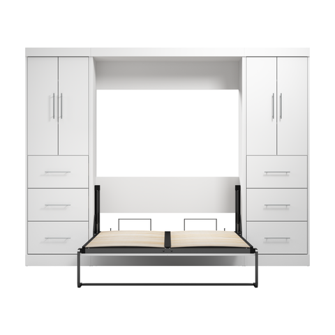 Lit escamotable double avec 2 armoires-penderies (109L)