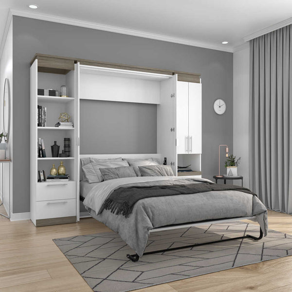 Lit escamotable deux places (double) et solutions de rangement étroites avec tiroirs (99L)