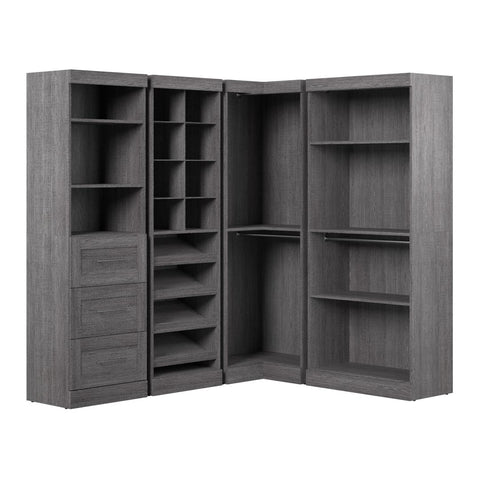 Contemporary Closet System with Shelves, Drawers, Shoe Racks, Clothing Rods & Cubbies, 83W X 68D