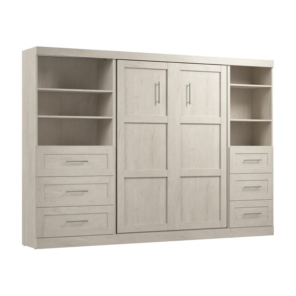Lit escamotable double et 2 étagères avec tiroirs (120L)