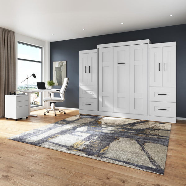 Lit escamotable double avec armoires (110L)