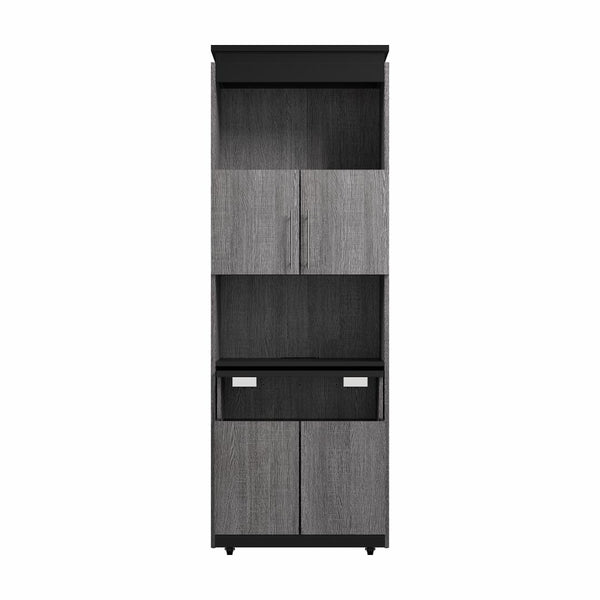 30W Tall Storage Cabinet with Doors and Fold-Out Desk