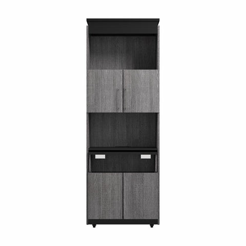 30W Tall Storage Cabinet with Doors and Fold-Out Desk