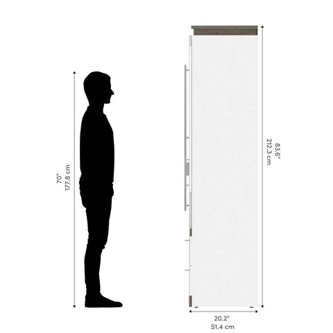 Full Murphy Bed and Narrow Storage Solutions with Drawers (99W)