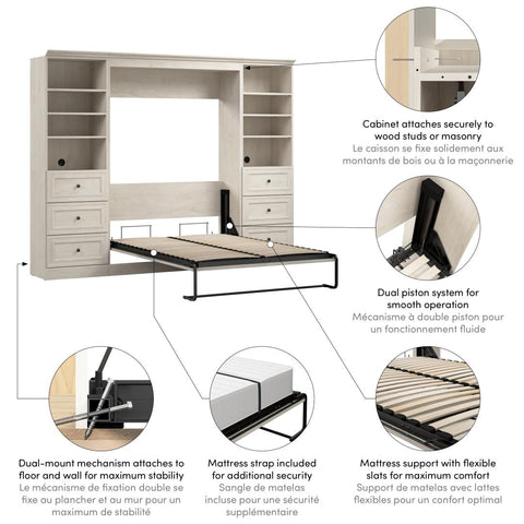 Full Murphy Bed and 2 Closet Organizers with Drawers (109W)