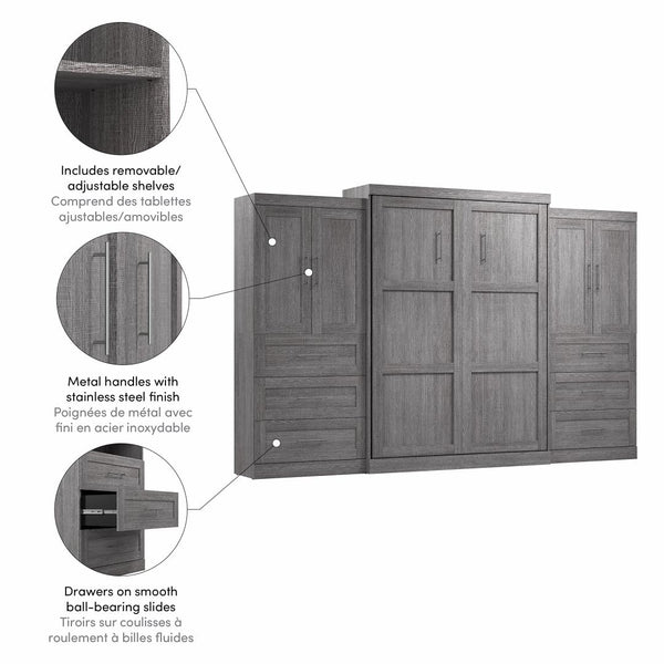 Grand lit escamotable avec penderies (136L)