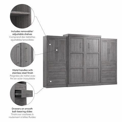 Grand lit escamotable avec penderies (136L)