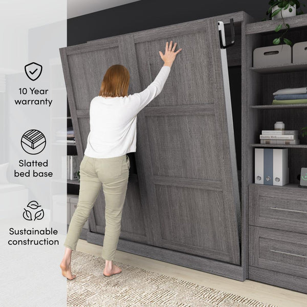 90W Queen Size Murphy Bed with Pull-Out Desk