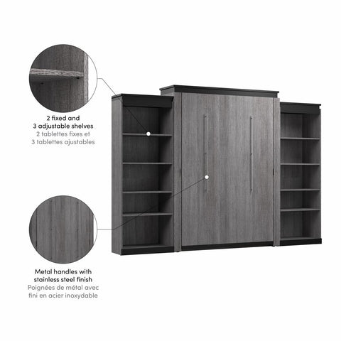 Queen Murphy Bed with Shelves (126W)
