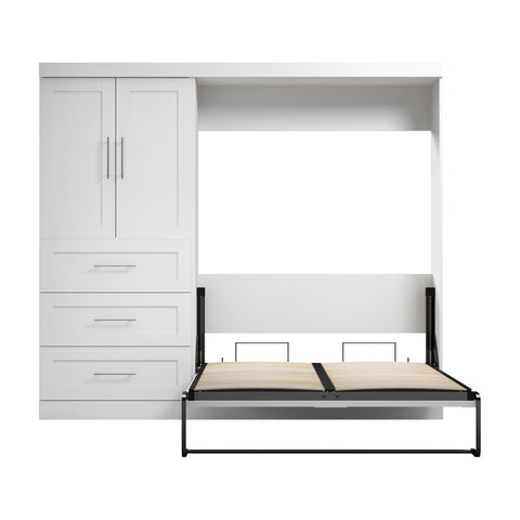 Lit escamotable double et armoire avec tiroirs (95L)