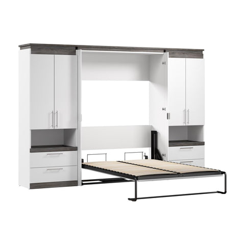 Full Murphy Bed with Storage Cabinets and Pull-Out Shelves (120W)