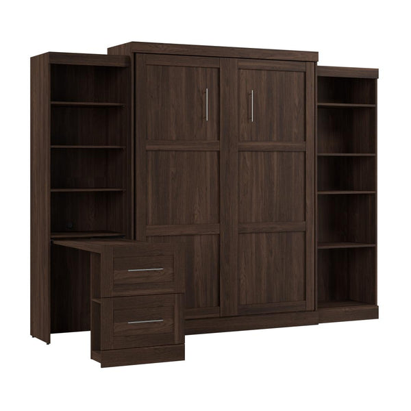 115W Queen Size Murphy Bed with Pull-Out Desk and Storage