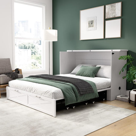 Grand lit armoire avec tiroir coulissant 65L