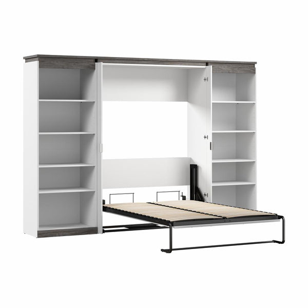 Lit escamotable double avec étagères (120L)