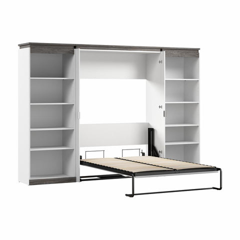 Lit escamotable double avec étagères (120L)