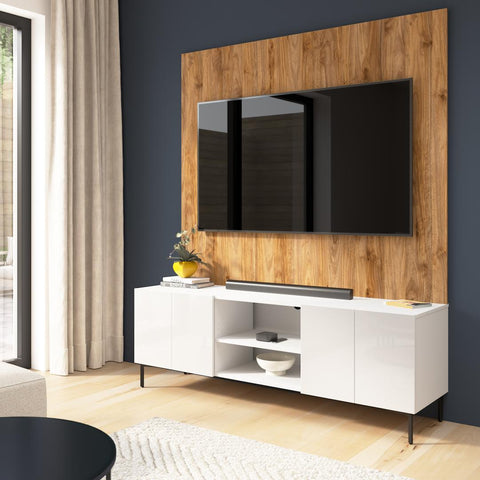 71W Modular Entertainment Center with TV Stand and Small Wall Panel