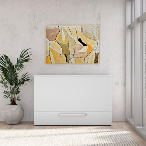 63W Queen Murphy Cabinet Bed with Pullout Drawer