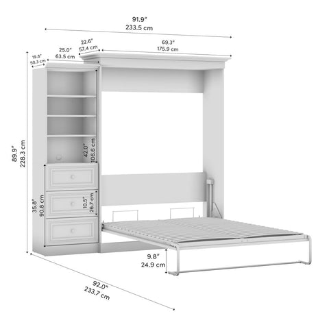 Grand lit escamotable et organisateur de garde-robe avec tiroirs (92L)