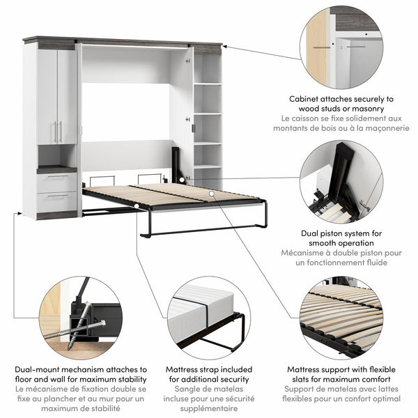 Full Murphy Bed with Storage Cabinet and Shelves (100W)
