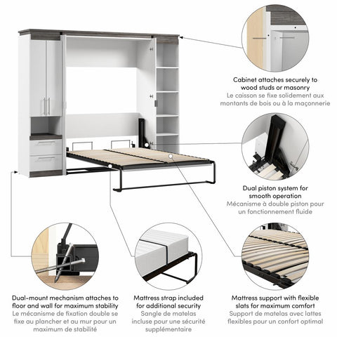 Full Murphy Bed with Storage Cabinet and Shelves (100W)