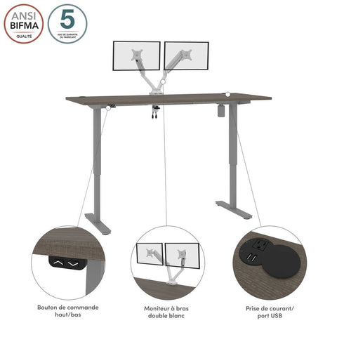 72W x 30D Standing Desk with Dual Monitor Arm
