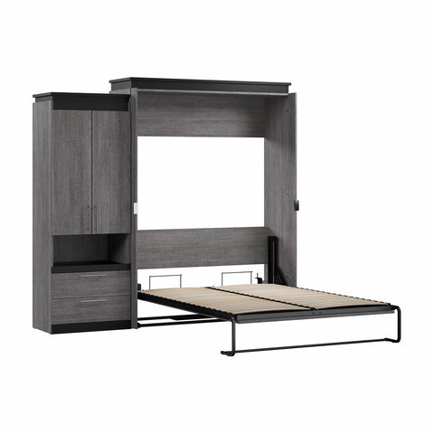 Queen Murphy Bed with Storage Cabinet and Pull-Out Shelf (97W)