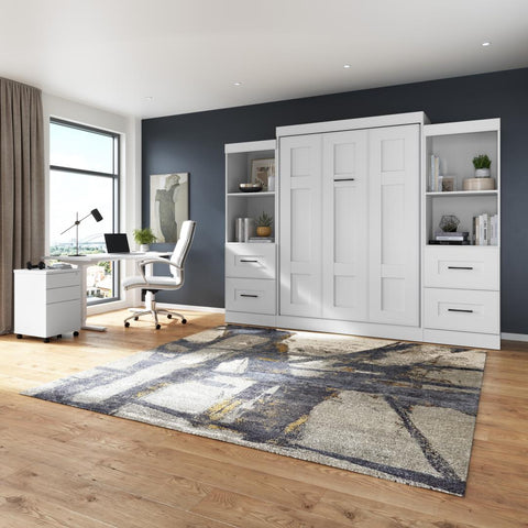 Lit escamotable double et organisateurs de garde-robe avec tiroirs (110L)