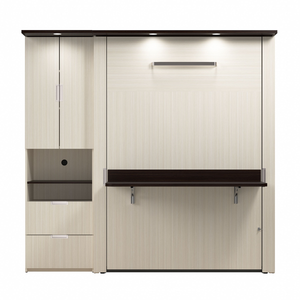 Lit escamotable double avec bureau et armoire (84L)